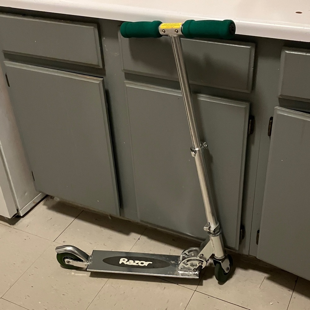 Razor Silver Scooter with Green Accents